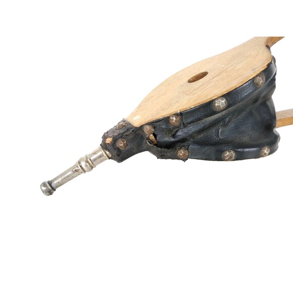 Vintage MCM Wood and Leather Crest & Shield Fireplace Bellows Made In Japan - Picture 6 of 11